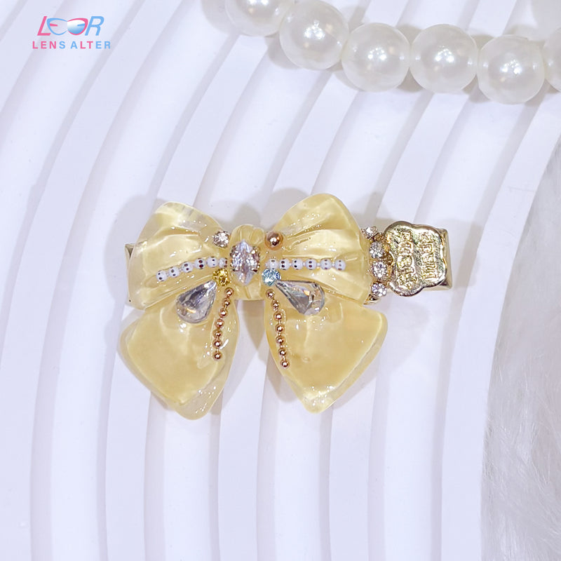 Yellow Bow Metal Hair Clip