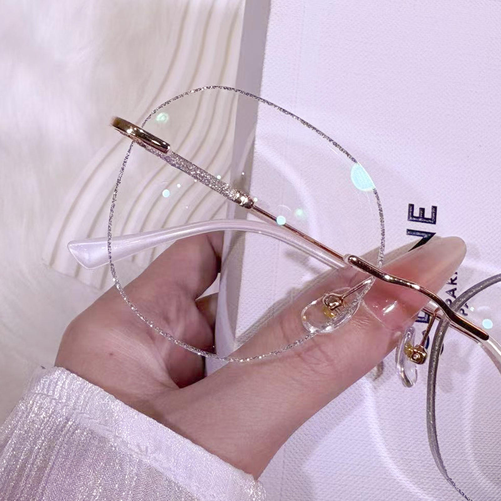 Lydia Silver Rimless Eyeglasses For Women | LensAlter.com – Lensalter