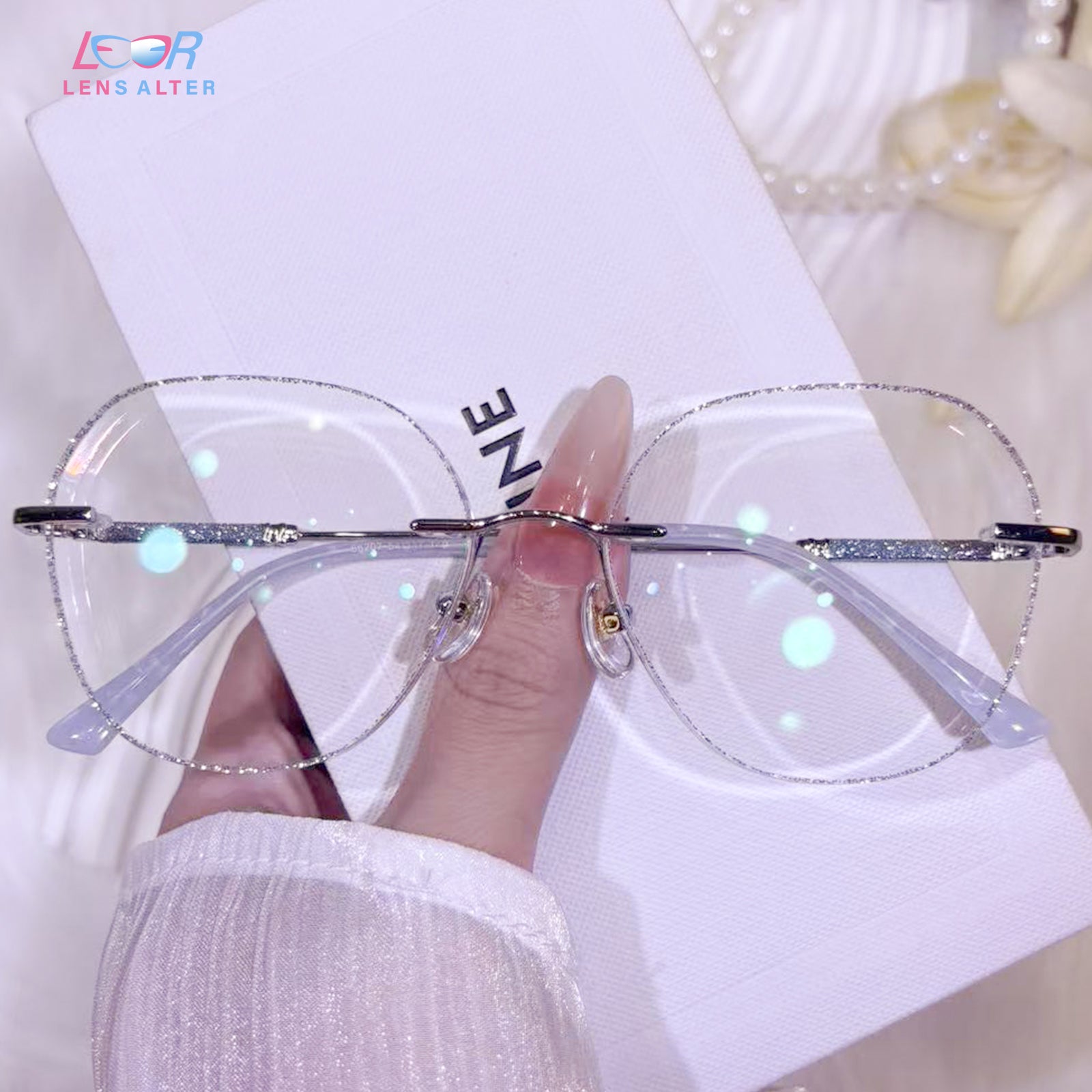 Lydia Silver Rimless Eyeglasses For Women | LensAlter.com – Lensalter