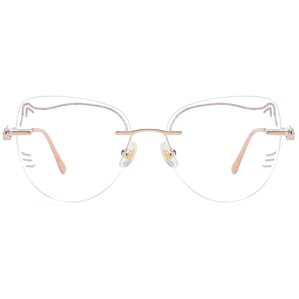 Meow Pink Rimless Eyeglasses For Women | LensAlter.com – Lensalter