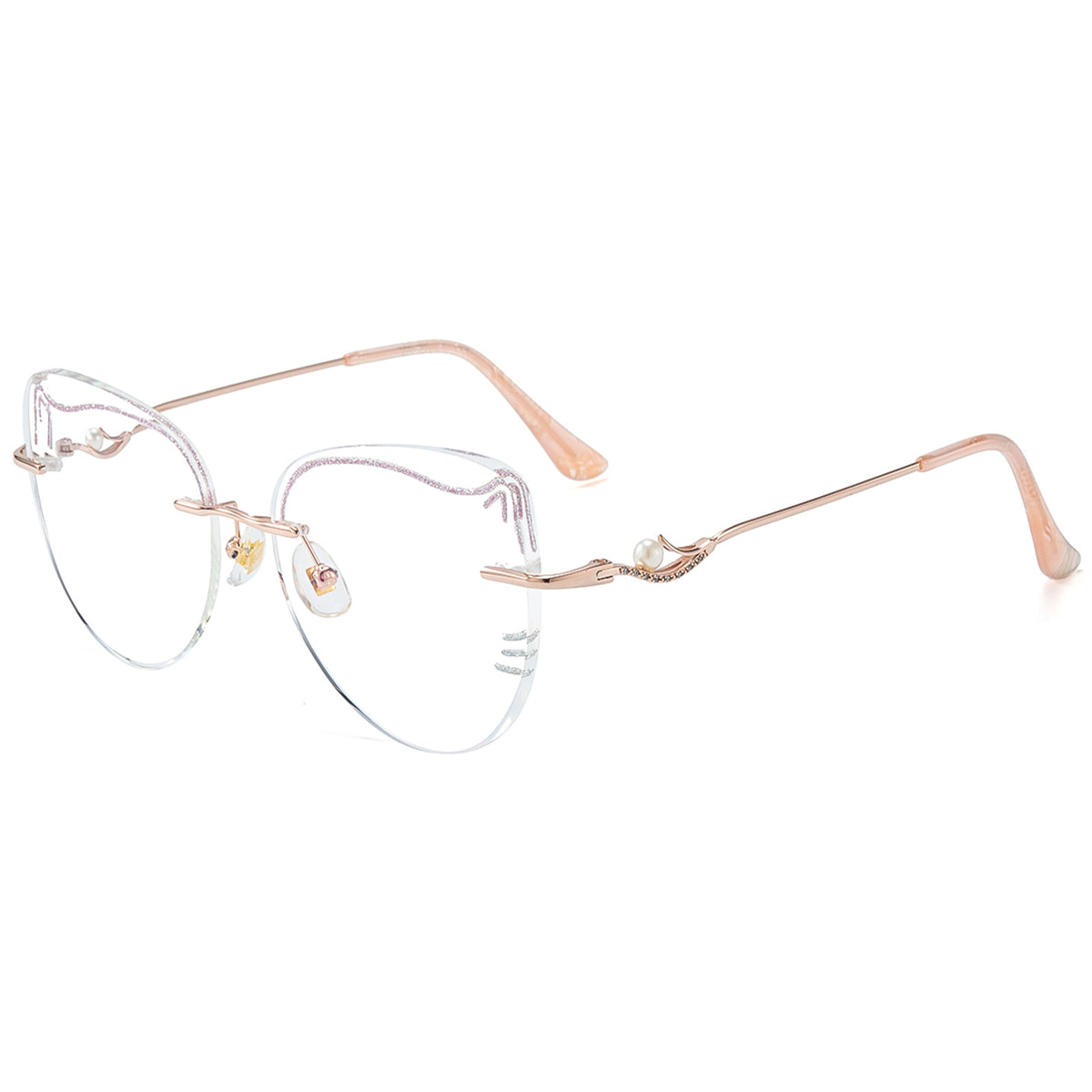 Meow Pink Rimless Eyeglasses For Women | LensAlter.com – Lensalter