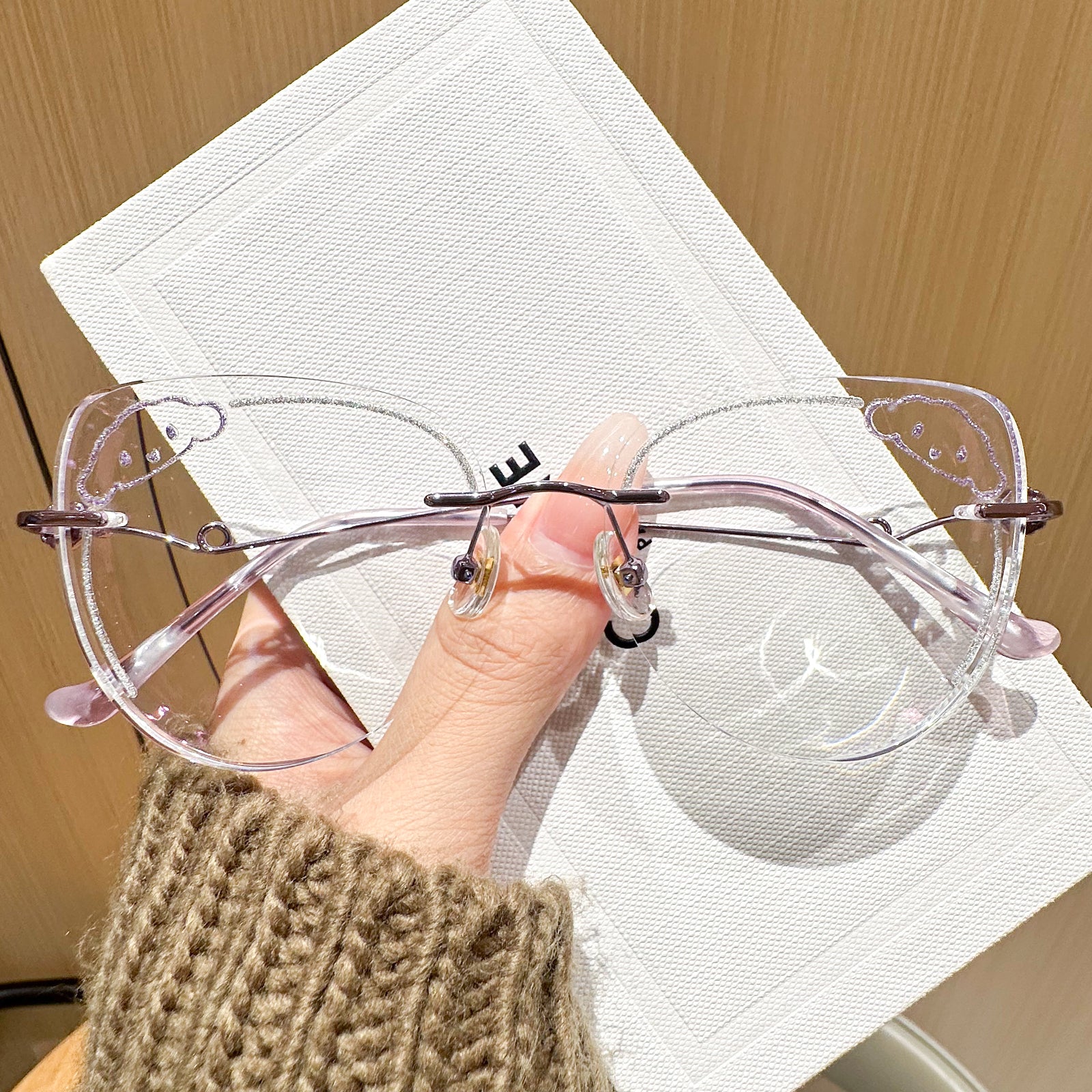 アイケア myrmr Moro Cat Eyes Rimless Eyeglasses For Women | LensAlter.com – Lensalter