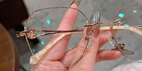 Glitter Eyeglasses Golden Rimless Eyeglass | Lensalter