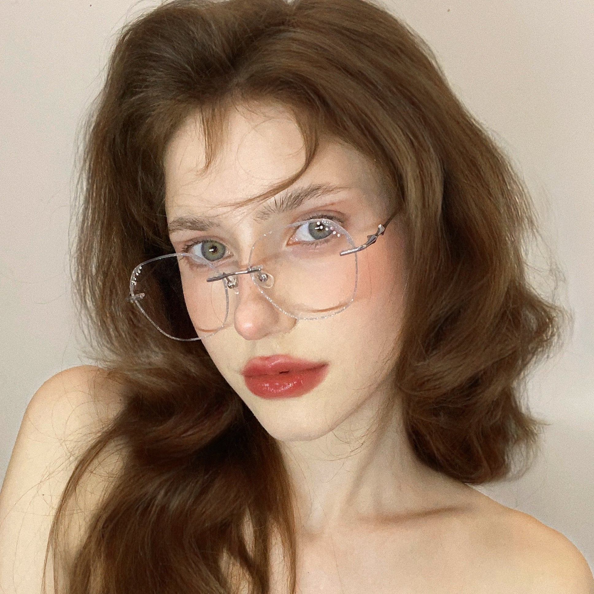 Stella Geometric Silver Rimless Eyeglasses For Women | LensAlter