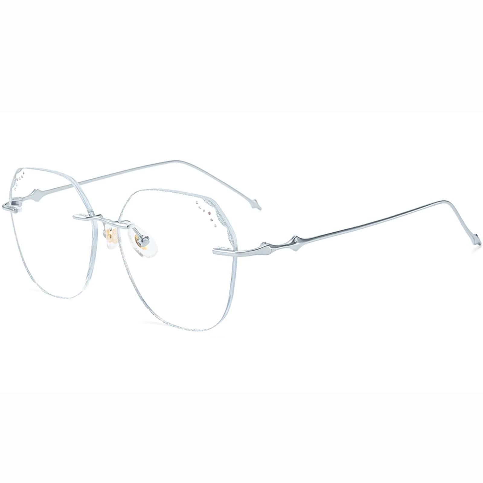 Stella Geometric Silver Rimless Eyeglasses For Women | LensAlter