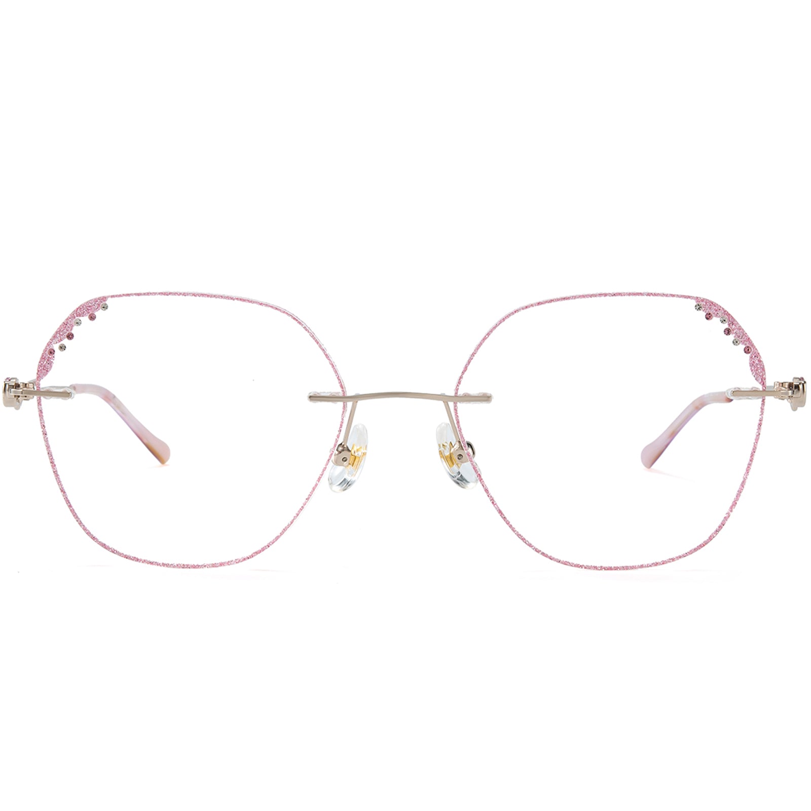 Shelly Pink Square Rimless Eyeglasses For Women | LensAlter